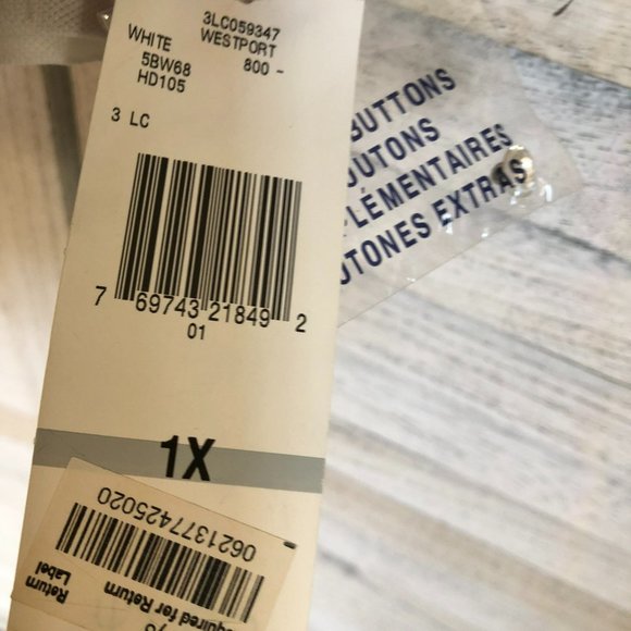 NWT Jones New York White Oxford Tuxedo Blouse 1X - Picture 5 of 9